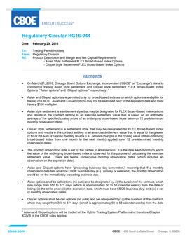 Regulatory Circular RG16-044