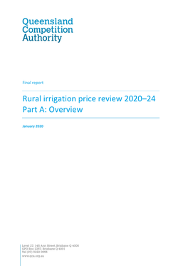 Rural Irrigation Price Review 2020–24 Part A: Overview