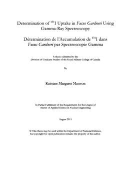 Fucus Gardneri Using Gamma-Ray Spectroscopy