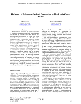 The Impact of Technology-Mediated Consumption on Identity: the Case of Airbnb