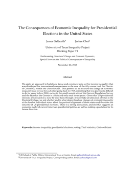 The Consequences of Economic Inequality for Presidential Elections in the United States