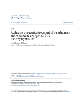 Ayahuasca Characterization, Metabolism in Humans, And