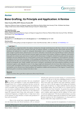 Bone Grafting, Its Principle and Application: a Review