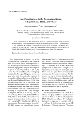 New Combinations in the Desmodium Group of Leguminosae Tribe Desmodieae