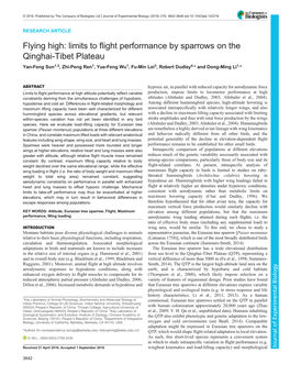 Flying High: Limits to Flight Performance by Sparrows on the Qinghai-Tibet