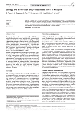 Ecology and Distribution of Lycopodiaceae Mirbel in Malaysia