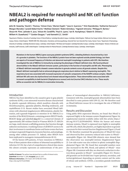 NBEAL2 Is Required for Neutrophil and NK Cell Function and Pathogen Defense