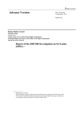 Report of the OHCHR Investigation on Sri Lanka (OISL)* **