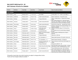 RAIL SAFETY WEEK April 24 – 30 2017 Calendar of Events for CANADA