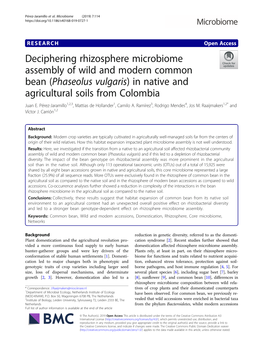 (Phaseolus Vulgaris) in Native and Agricultural Soils from Colombia Juan E