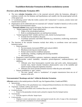 Overview of the Reticular Formation (RF)