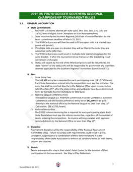 2021 Southern Regional Championships Tournament Rules