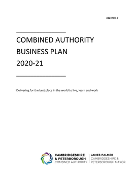 Combined Authority Business Plan 2020-21 ______