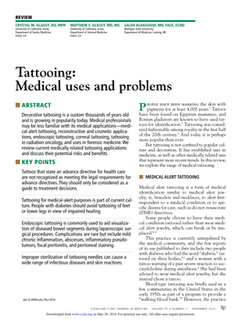 Tattooing: Medical Uses and Problems