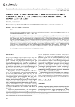 DISTRIBUTION and POPULATION STRUCTURE of Avicennia Marina (FORSSK.) VIERH in RELATION to the ENVIRONMENTAL GRADIENT ALONG the RED SEA COAST of EGYPT