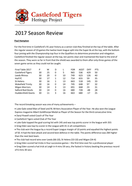 2017 Season Review