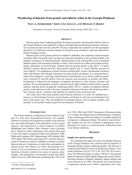 Weathering of Ilmenite from Granite and Chlorite Schist in the Georgia Piedmont