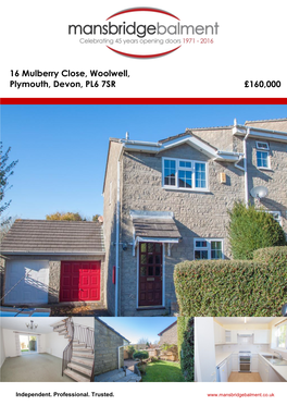 16 Mulberry Close, Woolwell, Plymouth, Devon, PL6 7SR £160,000