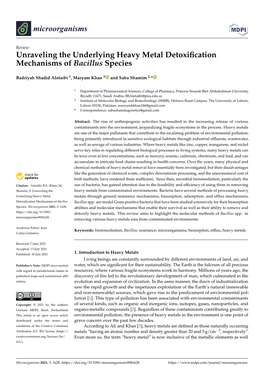 Unraveling the Underlying Heavy Metal Detoxification Mechanisms Of