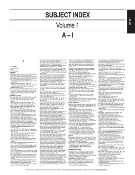 SUBJECT INDEX Volume 1