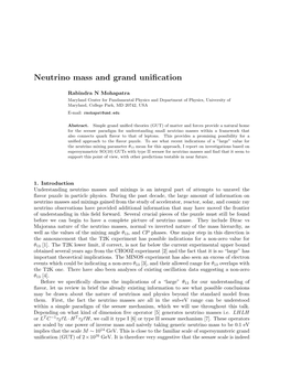 Neutrino Mass and Grand Unification