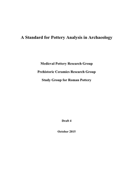 A Standard for Pottery Analysis in Archaeology