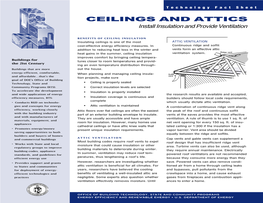Ceilings and Attics: Install Insulation and Provide Ventilation