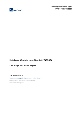 Hole Farm, Westfield Lane, Westfield, TN35 4SA Landscape and Visual Report
