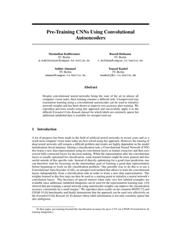 Pre-Training Cnns Using Convolutional Autoencoders