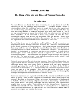The Story of the Life and Times of Thomas Cosmades