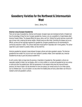 Gooseberry Varieties for the Northwest & Intermountain West