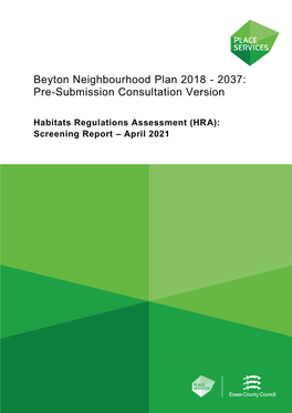Beyton Neighbourhood Plan 2018 - 2037: Pre-Submission Consultation Version