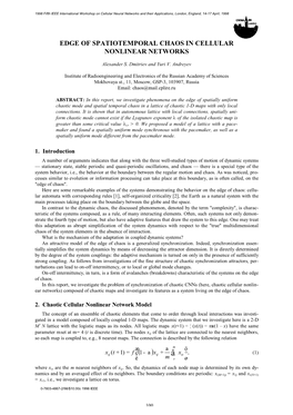 Edge of Spatiotemporal Chaos in Cellular Nonlinear Networks