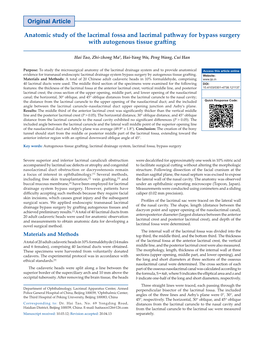 Original Article Anatomic Study of the Lacrimal Fossa and Lacrimal Pathway