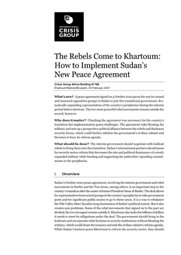 How to Implement Sudan's New Peace Agreement