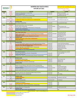 2021 WGSA Fixture List