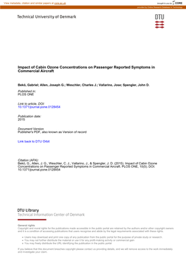 Impact of Cabin Ozone Concentrations on Passenger Reported Symptoms in Commercial Aircraft