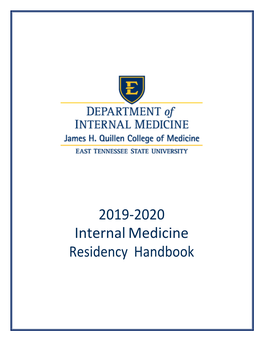 2019‐2020 Internal Medicine Residency Handbook Table of Contents Contacts