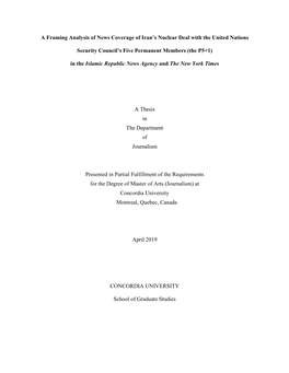 A Framing Analysis of News Coverage of Iran's Nuclear Deal with The