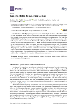 Genomic Islands in Mycoplasmas