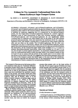 Evidence for Two Asymmetric Conformational States in the Human Erythrocyte Sugar-Transport System by JOHN E