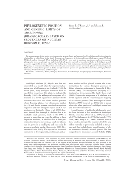 Phylogenetic Position and Generic Limits of Arabidopsis (Brassicaceae)