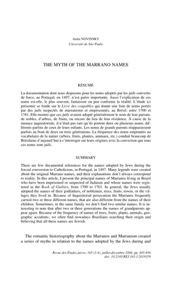 The Myth of the Marrano Names 445