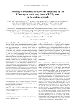 Profiling of Transcripts and Proteins Modulated by the E7 Oncogene in the Lung Tissue of E7-Tg Mice by the Omics Approach