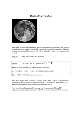 Floating Point Numbers