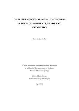 Distribution of Marine Palynomorphs in Surface Sediments, Prydz Bay, Antarctica