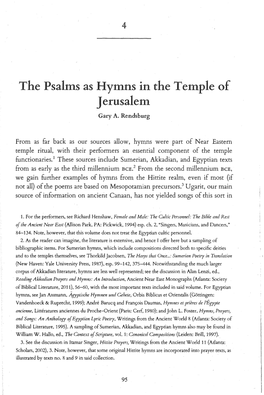 The Psalms As Hymns in the Temple of Jerusalem Gary A