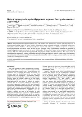 Natural Hydroxyanthraquinoid Pigments As Potent Food Grade Colorants: an Overview