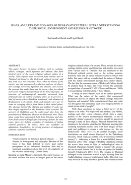 Seals, Amulets and Coinages of Dvāravatī Cultural Sites: Understanding Their Social Environment and Religious Network