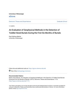 An Evaluation of Geophysical Methods in the Detection of Toddler-Sized Burials During the First Six Months of Burials